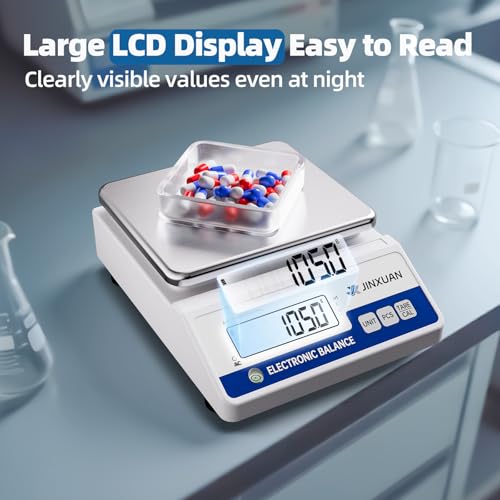 Lab Scale 5000 X 0.01g High Precision Digital Scale Grams Scale with 500g Weight & RS232 Lab Analytical Balances Laboratory Scale Jewelry Weight Scale for Gold Silver LCD Display 7units - style: 5000gx0.01g with RS232 & 500g Calibration Weights