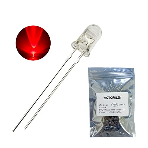 5mm Red LED Diode Lights 100pcs DC 2V 20mA Round Clear Lens Electronics Components Light Emitting Diodes LED Light Bulbs - color: Red