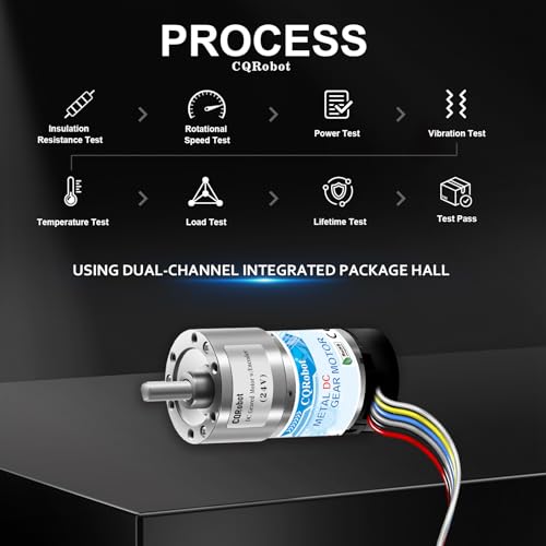 CQRobot 6.25:1 Metal DC Gearmotor 37Dx65.1L mm 24V with 64 CPR Encoder - size: 6.25:1, style: 24V