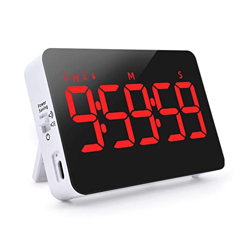 PERSUPER Digital Timer Kitchen Timer Count Down Up Rechargeable Kitchen Gadgets Vibration Mode Adjustable Volume and Brightness LED Display Time Management for Cook, Desk, Kids Adults Study Teaching - color: Red