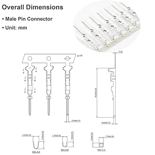 200 Pairs Male and Female Pin Connector Kit 2.54mm / 0.1" Pitch for 22~28AWG Dupont Jumper Wire Cable (200pcs Male Pin Connectors + 200pcs Female Pin Connectors)