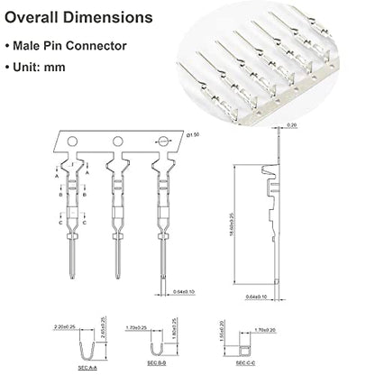 200 Pairs Male and Female Pin Connector Kit 2.54mm / 0.1" Pitch for 22~28AWG Dupont Jumper Wire Cable (200pcs Male Pin Connectors + 200pcs Female Pin Connectors)