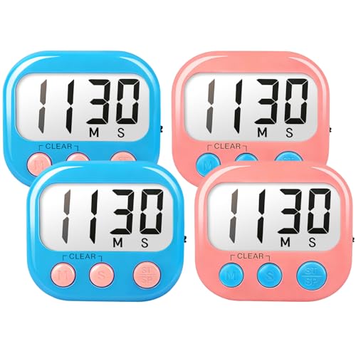 Digital Timer for Kids Classroom Timers for Teachers 4 Pack Blue Pink - color: Blue Pink
