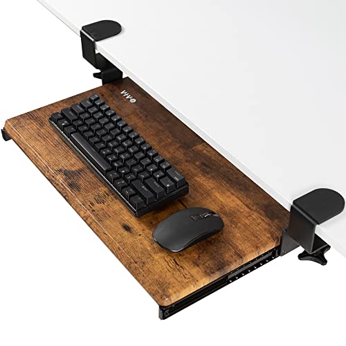 VIVO Vintage Brown Clamp-on 20 x 11 in Keyboard Tray, MOUNT-KB05ES-N - color: Vintage Brown, size: 20 inch