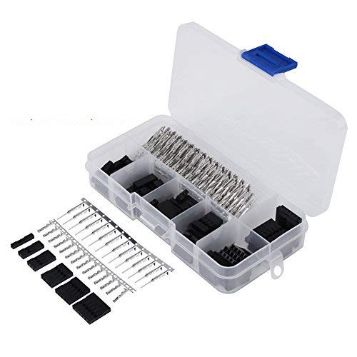 Dupont Connector Kit, 370pcs 2.54mm Pitch 1-6 Pin with Male/Female Pin Header Crimp Terminals Extension Cable, 18-26AWG Max 250V 3A Wire Jumper Pin Header Connector Housing Kit