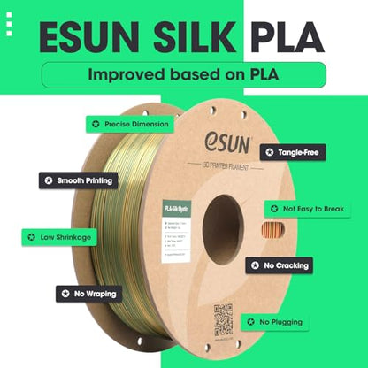 eSUN Silk PLA 3D Printer Filament 1.75mm,Copper Purple Green Triple Color - color: Copper Purple Green