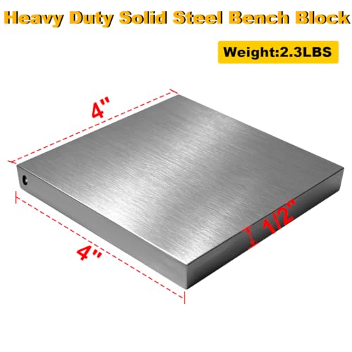 Steel Bench Block and Metal Stamping Hammer Kit, Metal Bench Block, Jewelry Stamping Hammer, Jewelry Metal Stamping Tools for Jewelry Making & Metal Stamping - color: Square