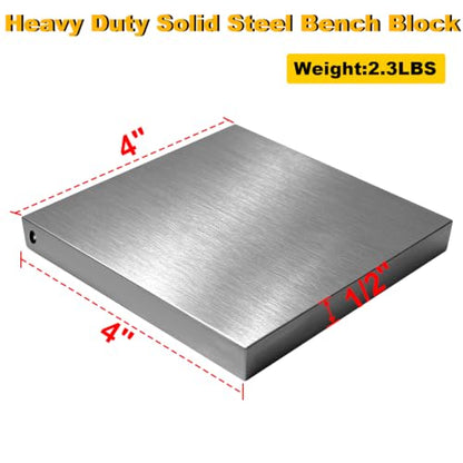 Steel Bench Block and Metal Stamping Hammer Kit, Metal Bench Block, Jewelry Stamping Hammer, Jewelry Metal Stamping Tools for Jewelry Making & Metal Stamping - color: Square