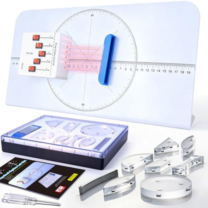Physics Optical Experiment Set Multifunction Reflector Refraction 5-Line Light Source Lenses Various Prisms Mirror Magnetic Demo Board Teaching Demonstration Equipment for Teacher Education