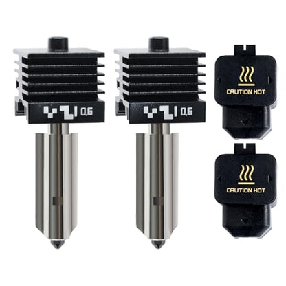 IdeaFormer-3D 2Pcs 0.6mm P2S H2S H2D Print Head Hotend Kit, Performance Extruder Hotend Kit with Removable Hardened Steel Nozzle for Bambu Lab P2S H2S/H2D/H2D Combo/A1/A1 Mini Laser 3D Printer - style: 2Pcs 0.6mm H2D H2S Hotend