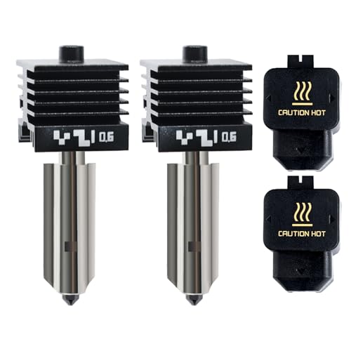 IdeaFormer-3D 2Pcs 0.6mm P2S H2S H2D Print Head Hotend Kit, Performance Extruder Hotend Kit with Removable Hardened Steel Nozzle for Bambu Lab P2S H2S/H2D/H2D Combo/A1/A1 Mini Laser 3D Printer - style: 2Pcs 0.6mm H2D H2S Hotend