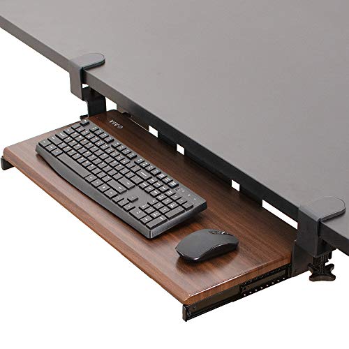 VIVO Dark Walnut Clamp-on 27 x 11 in Keyboard Tray, MOUNT-KB05D - color: Dark Walnut, size: 27 inch