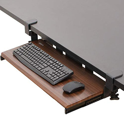 VIVO Dark Walnut Clamp-on 27 x 11 in Keyboard Tray, MOUNT-KB05D - color: Dark Walnut, size: 27 inch