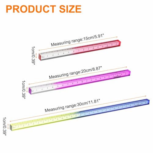 HARFINGTON 3pcs Acrylic Clear Straight Rulers 15/20/30cm Metric,3 Colors - color: Pink/Purple/Blue-Yellow, size: 15/20/30cm