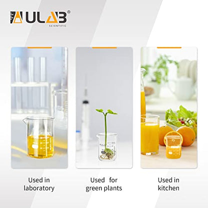 ULAB Heavy Duty Glass Beakers, 5pcs of Vol.50ml(1.7oz), Borosilicate 3.3 Glass, Thick Wall Beakers, with Double Scale, Superior Durability & Chemical Resistance, UBG1068 - style: 5pcs of Vol.50ml