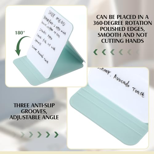 Dunzoom 2 Sets 4 Pcs Small Glass Desktop Whiteboard with Reversable Stand 8x6 Inch Mini Dry Erase White Board Easel with 2 Markers Reusable Desk Notepad for Home Office School Supplies (White,Green) - color: White, Green