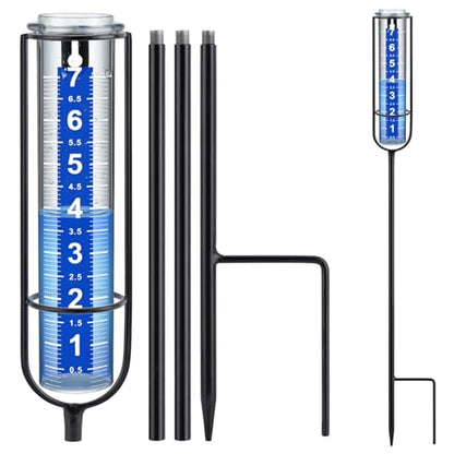 Rain Gauge Outdoor, 7" Freeze-Proof Rain Gauge Outdoor Best Rated, Large Clear White Numbers and Adjustable Height - Stylish and Practical Rain Measuring Tool for Garden, Lawn, Patio - size: 4-Section Rain gauge White