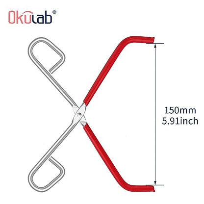 Lab Beaker Tongs, Made of Mild Steel, with Chrome Plated Surface and Blue PVC Overmolding Cover, Laboratory Clamps for 50ML-2000ML Beakers, BT150A1 - style: Beaker Tongs