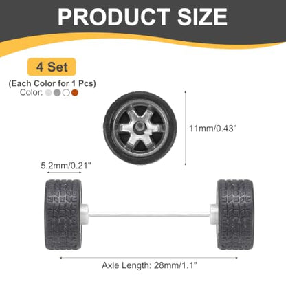 MECCANIXITY 4 Set 1/64 Wheels and Tires Set, Real Riders Rims Includes Axles for RC Diecast Car DIY Model, Silver Bronze White Gray Rims - color: Silver Bronze White Gray Rims