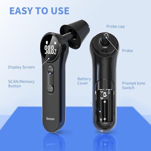 Boncare Thermometer for Adults, Kids, Accurate Digital Forehead Thermometer - color: Black