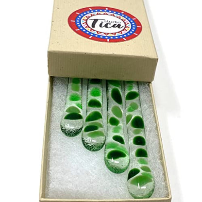 studioTica Handmade Glass Swizzle Sticks: Rainforest Green, Set of 5 - color: Rainforest Green