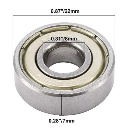 DasMarine 100 PCS 608 ZZ Skateboard Bearings,Double Shielded Miniature Deep Groove Ball Bearings for Skating/Skateboarding(8mm x 22mm x 7mm)