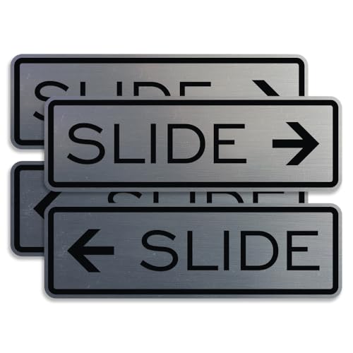 Classic Slide Door Sign - Silver - Small (2 Sets - 4 Signs) - color: Brushed Silver, size: 4" x 1.25" - Small (2 Pack)