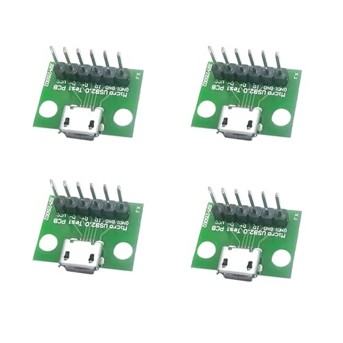 4Pack Micro USB 2.0 Female Socket Breakout Board, 2.54mm Pitch (0.1 inch), USB Micro Breakout Board for DIY Power Supply/breadboard Design - size: 4 Pack