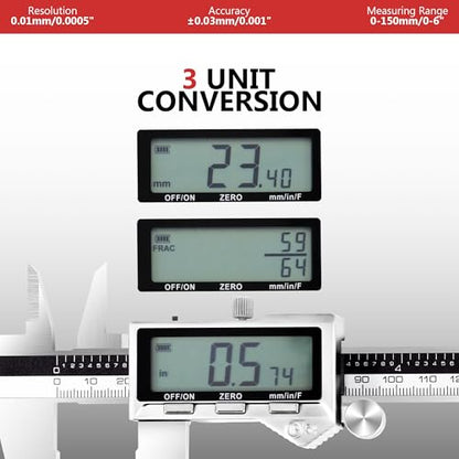 Rechargeable Caliper 12 inch with Large LCD Display - size: 0-12"