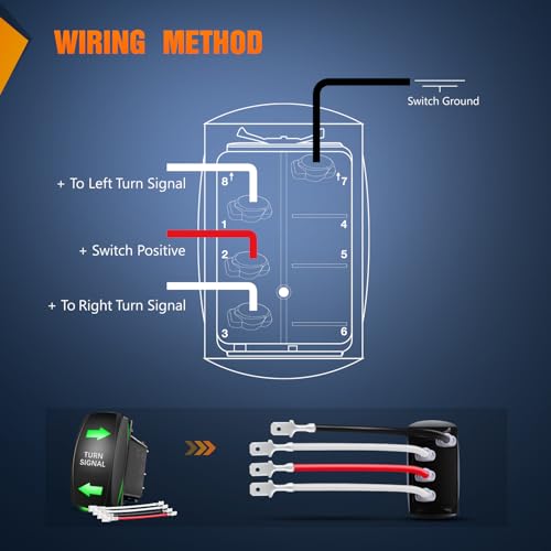Nilight Turn Signal Switch Green 4Pin ON Off ON Rocker Switch Laser Etched SPDT Toggle Switches 12V 20A 24V 10A Jumper Wires for Cars RVs Boats Campers Trailers - size: TURN SIGNAL GREEN