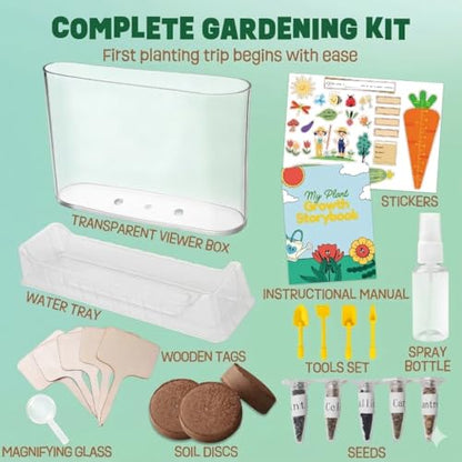 Root Viewer Kit for Kids Gardening Set with Fun Stickers & Storybook, Science STEM Toys & Craft Planting Kits for Ages 4-12 Birthday Gifts for Girls & Boys 4 5 6 7 8 Year Old