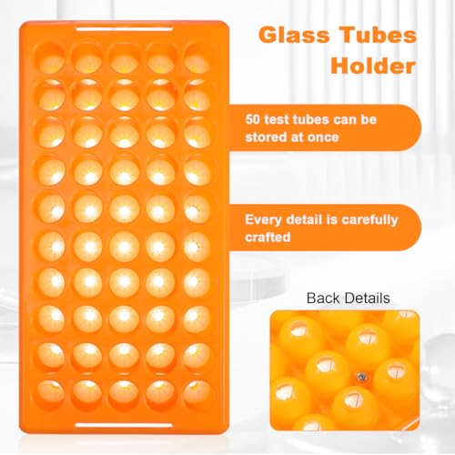 Totority Test Tube Rack 50-Slot Tube Storage Organizer Polypropylene Test Holder for Chemistry Labs Lab Organizer for Scientific Research Industrial Use Food Service 9.64 X 4.92 X 1.85 in