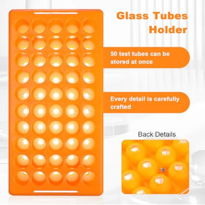 Totority Test Tube Rack 50-Slot Tube Storage Organizer Polypropylene Test Holder for Chemistry Labs Lab Organizer for Scientific Research Industrial Use Food Service 9.64 X 4.92 X 1.85 in