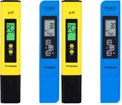 VIVOSUN Digital pH Meter TDS EC Meter for Water 0.01 Accuracy Hydroponics (Pack of 2) - color: Combo