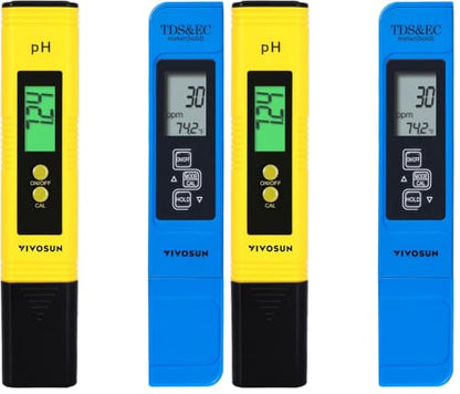 VIVOSUN Digital pH Meter TDS EC Meter for Water 0.01 Accuracy Hydroponics (Pack of 2) - color: Combo