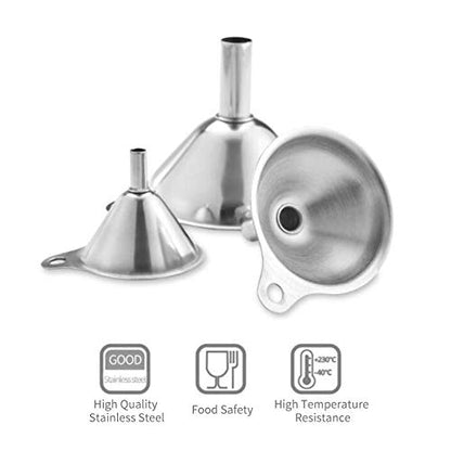 Small Funnels for Filling Bottles Stainless Steel Kitchen Funnels (Short) - size: Short-handled