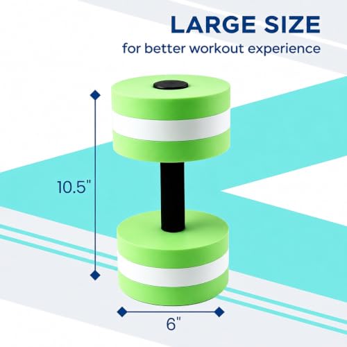 2Pc Water Dumbells Water Aerobic Exercise Foam Dumbbell Pool Resistance Aquatic Dumbbell EVA Yoga Barbell Exercise Fitness Equipment Exercises Equipment for Weight Loss - color: Green