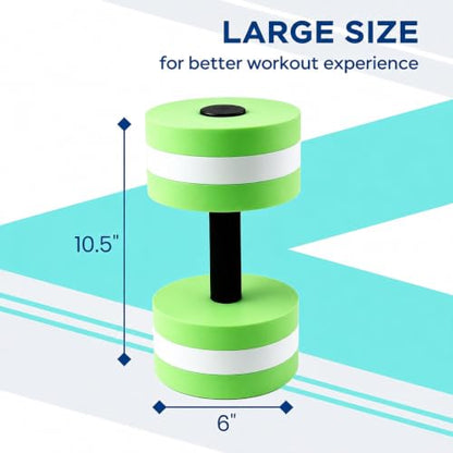 2Pc Water Dumbells Water Aerobic Exercise Foam Dumbbell Pool Resistance Aquatic Dumbbell EVA Yoga Barbell Exercise Fitness Equipment Exercises Equipment for Weight Loss - color: Green