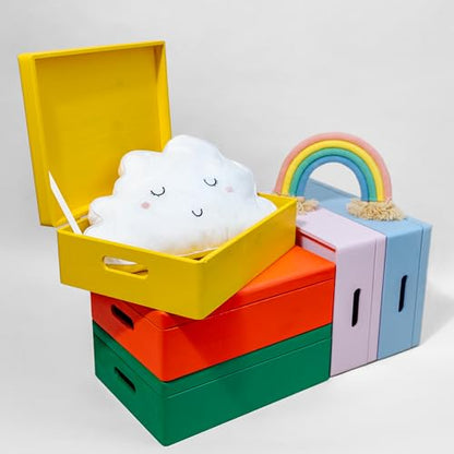 Creative Deco XL Pink Wooden Box Storage with Hinged Lid - color: Pink, size: XL | Handles