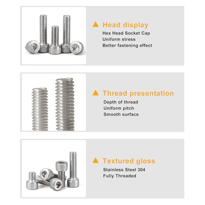 30PCS M8 x 50mm 60mm 70mm 80mm, Hex Socket Head Cap Screws Bolts Nuts Kit, Stainless Steel 304, Metric Allen Drive, Fully Threaded - size: Socket M8x50/60/70/80mm