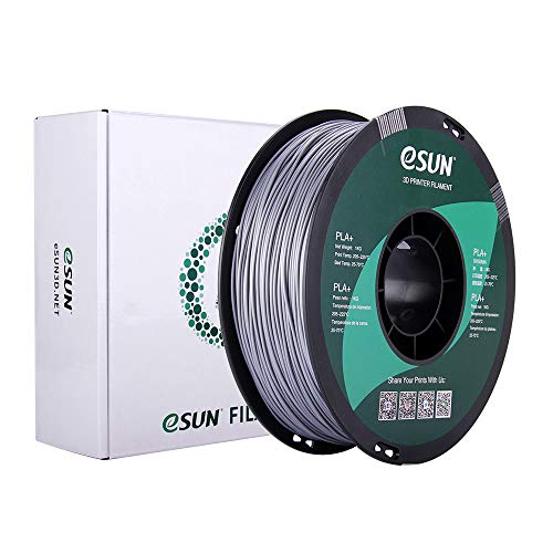 eSUN PLA PRO (PLA+) 3D Printer Filament, Dimensional Accuracy +/- 0.03mm, 1kg, Plastic Spool, 1.75mm, Silver, (Pantone 423C) - color: Silver