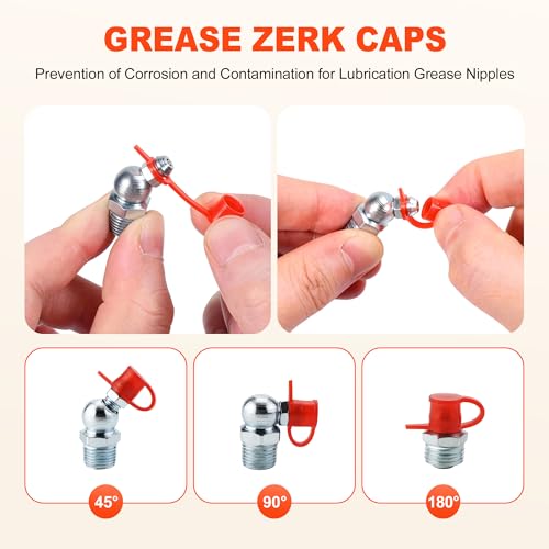 505 PCS Grease Fittings Kit, Metric & SAE Hydraulic Zerk Assortment 1/4" 1/8" M6 M8 M10 with Straight, 45 & 90 Degree Elbows, Zinc Plated Steel