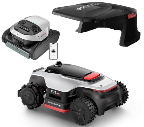 LiDAR Robot Lawn Mower A3 AWD Pro 3500 +Garage+Z1 Robotic Pool Cleaner Set, Wire Free No RTK Robotic Lawn Mowers,Dual-Disc Cutting 15.8" Width, Smart Zero-Edge, App Control for 0.87 Acre
