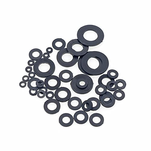 600PCS Metric M2-M10 Black Nylon Flat Washers Spacers Kit - color: Black