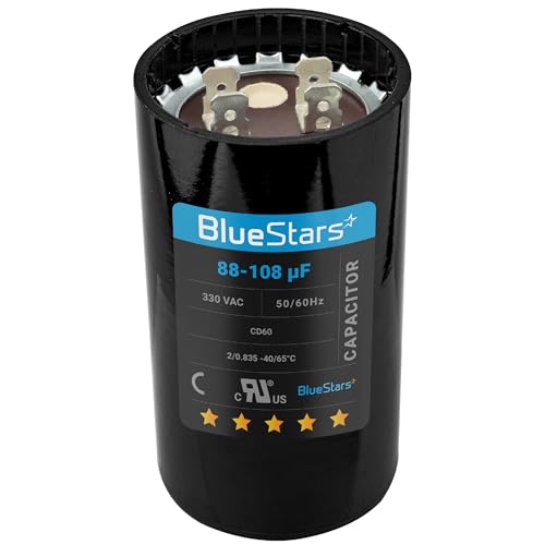 [2025 Updated] BlueStars 88-108 uF MFD 330VAC CD60 Motor Start Capacitor - size: 88-108 MFD 330 VAC