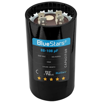 [2025 Updated] BlueStars 88-108 uF MFD 330VAC CD60 Motor Start Capacitor - size: 88-108 MFD 330 VAC