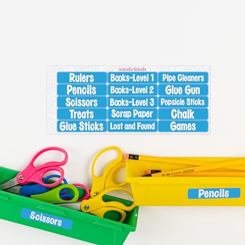 Mabel’s Labels Homeschool Room Labels – 15 Custom Labels (Light Blue) - color: Light Blue