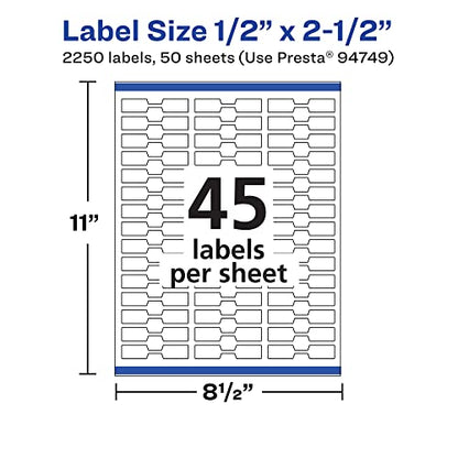 Avery® Matte White Removable Barbell Labels, Sure Feed® Technology, 0.5" x 2.5", 2,250 Removable Labels, Laser/Inkjet Printable - style: 2,250 labels
