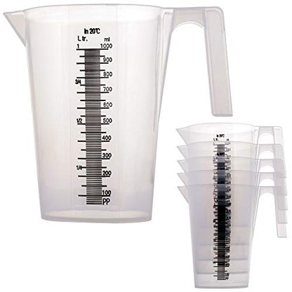TCP Global 1 Liter (1000ml) Plastic Graduated Measuring and Mixing Pitcher - size: 1000ml