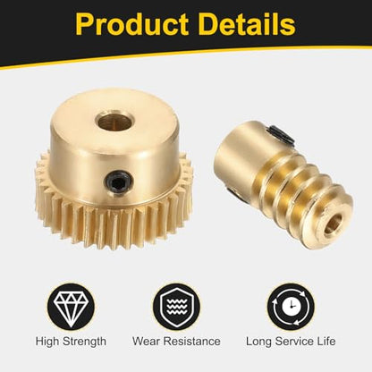 uxcell Worm Gear Set Right Rotation 35T 0.5 Module 1:35 Reduction Rate - size: Gear-4mm, Rod-2mm Bore, style: 0.5M-35T